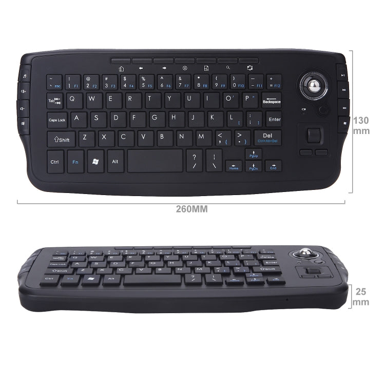 E30  2.4G 1200 DPI 94 Keys Mouse Keyboard Set Trackball Mini Wireless Keyboard(Black)