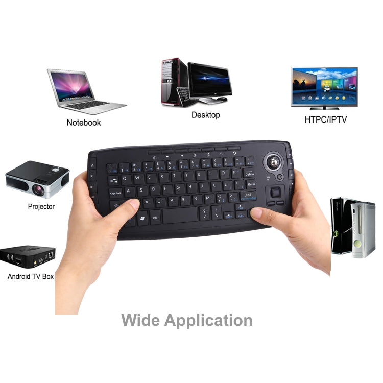 E30  2.4G 1200 DPI 94 Keys Mouse Keyboard Set Trackball Mini Wireless Keyboard(Black)