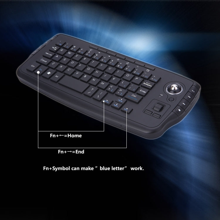 E30  2.4G 1200 DPI 94 Keys Mouse Keyboard Set Trackball Mini Wireless Keyboard(Black)