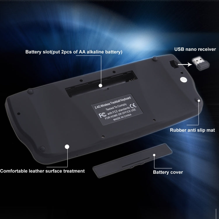 E30  2.4G 1200 DPI 94 Keys Mouse Keyboard Set Trackball Mini Wireless Keyboard(Black)