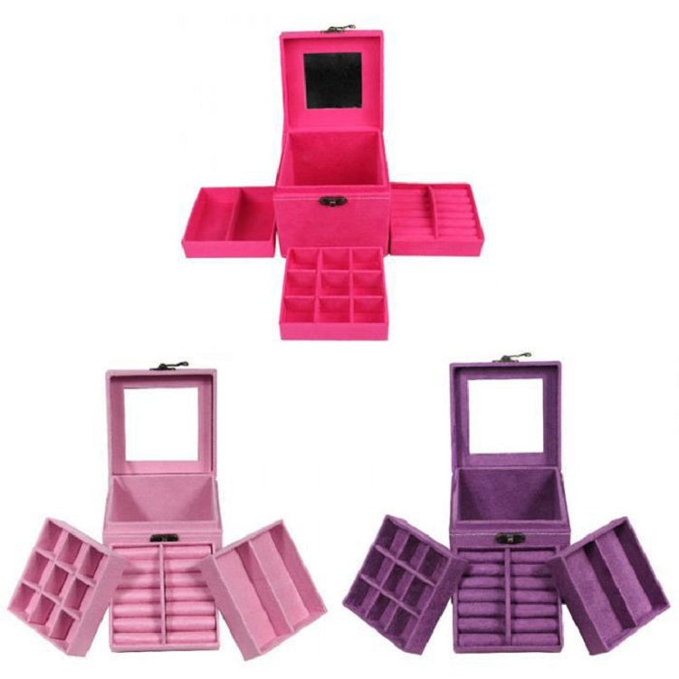 Suede Inner Three-layer Jewelry Box, Size: 14x14x14cm
