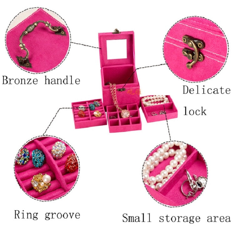 Suede Inner Three-layer Jewelry Box, Size: 14x14x14cm