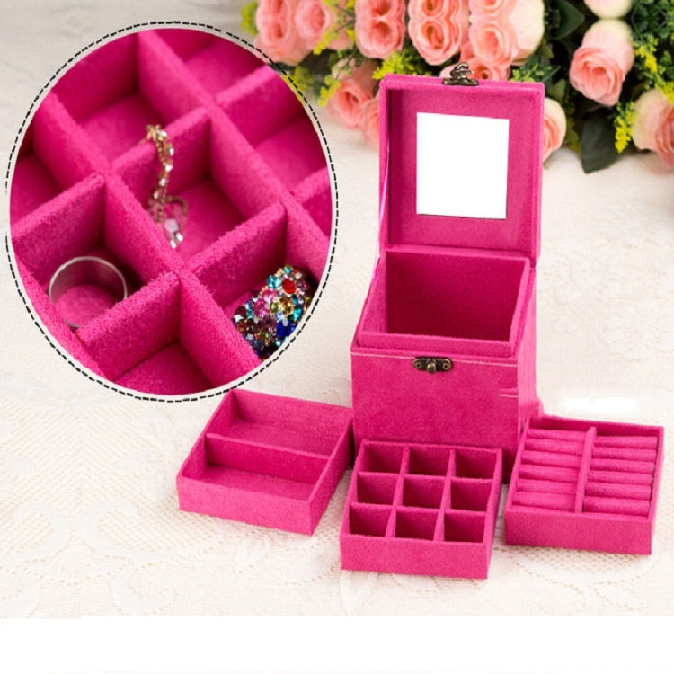 Suede Inner Three-layer Jewelry Box, Size: 14x14x14cm