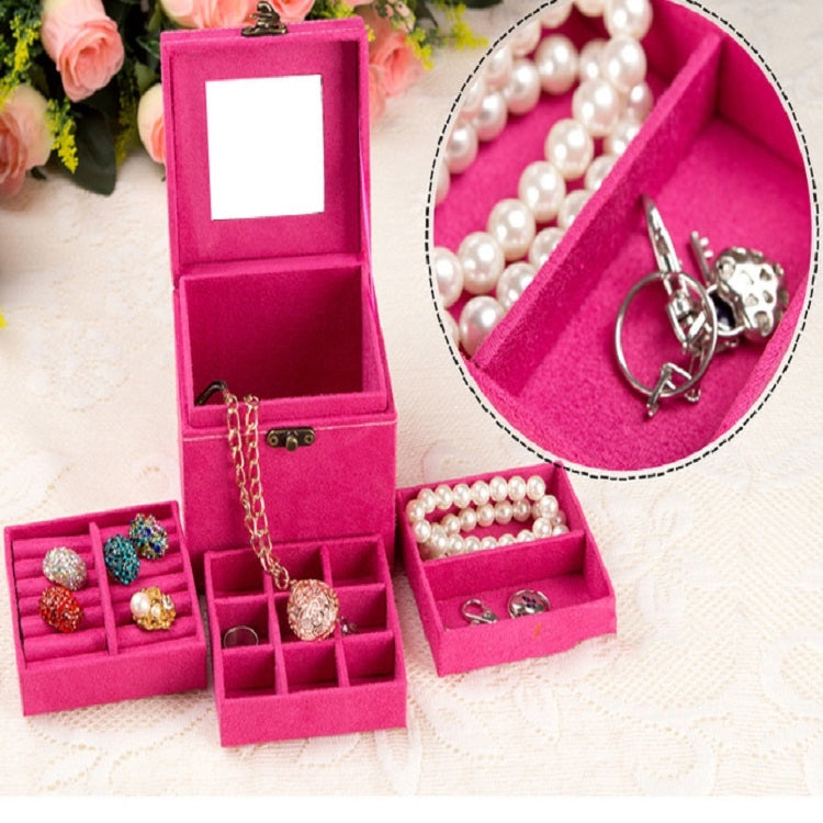 Suede Inner Three-layer Jewelry Box, Size: 14x14x14cm
