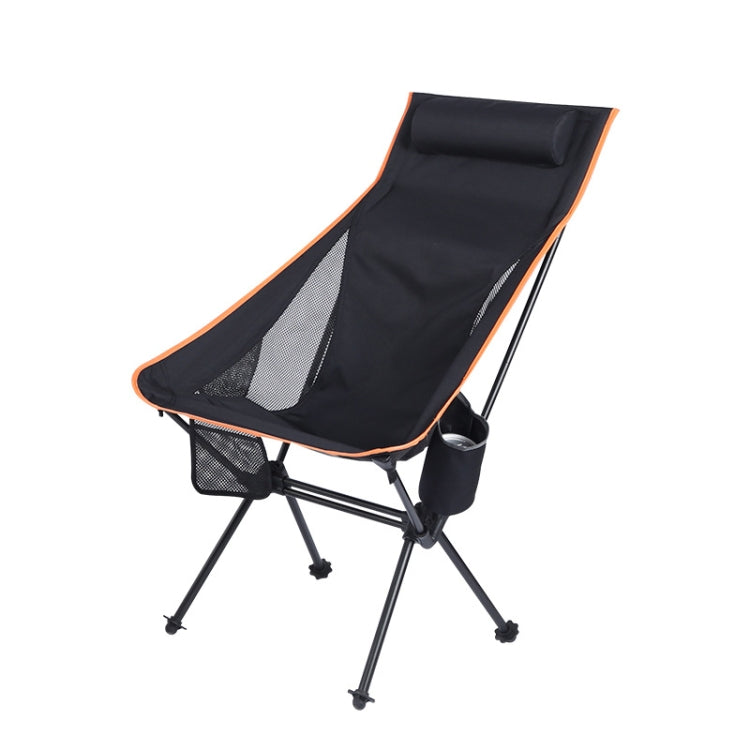 Outdoor Camping Aluminum Alloy Portable Folding Beach Chair, Colour: With Pocket (Black)