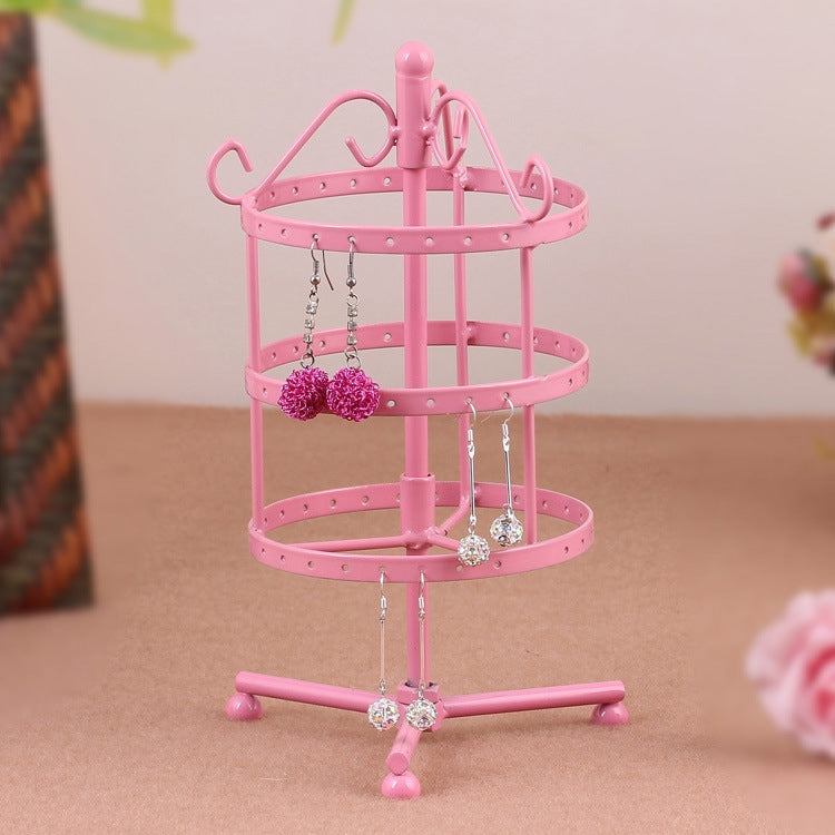 Iron Art Round Three Layers 72 Holes Jewelry Rack