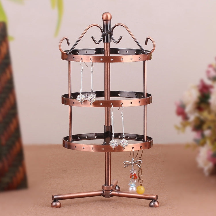 Iron Art Round Three Layers 72 Holes Jewelry Rack