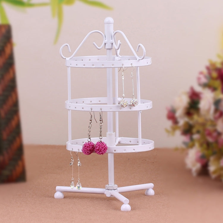 Iron Art Round Three Layers 72 Holes Jewelry Rack