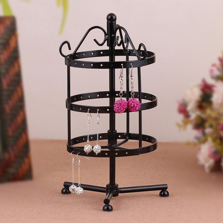 Iron Art Round Three Layers 72 Holes Jewelry Rack