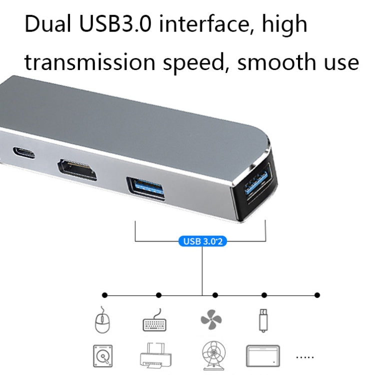 4 In 1 Multifunctional USB3.0 Type-C Extension HUB Adapter(THL009)