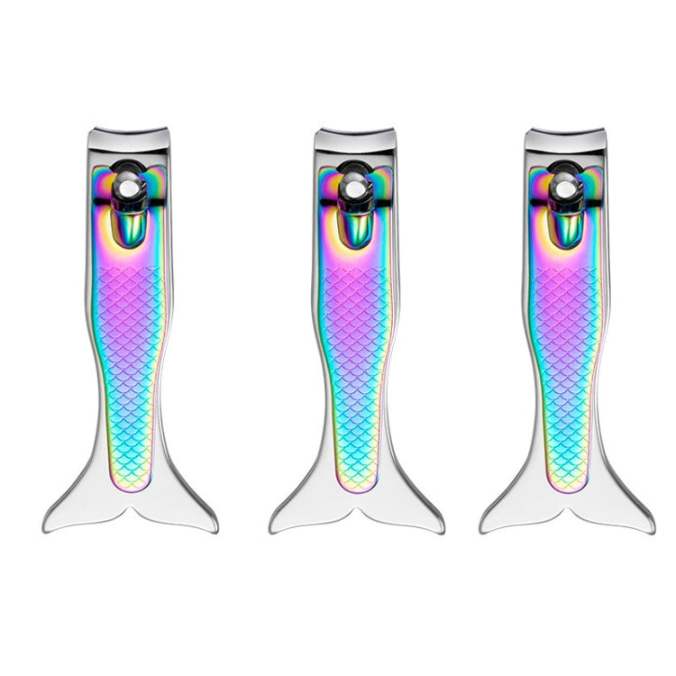 3 PCS Small Color Titanium Nail Clipper Gradient Mermaid Handle Nail Clipper Nail Art Tool
