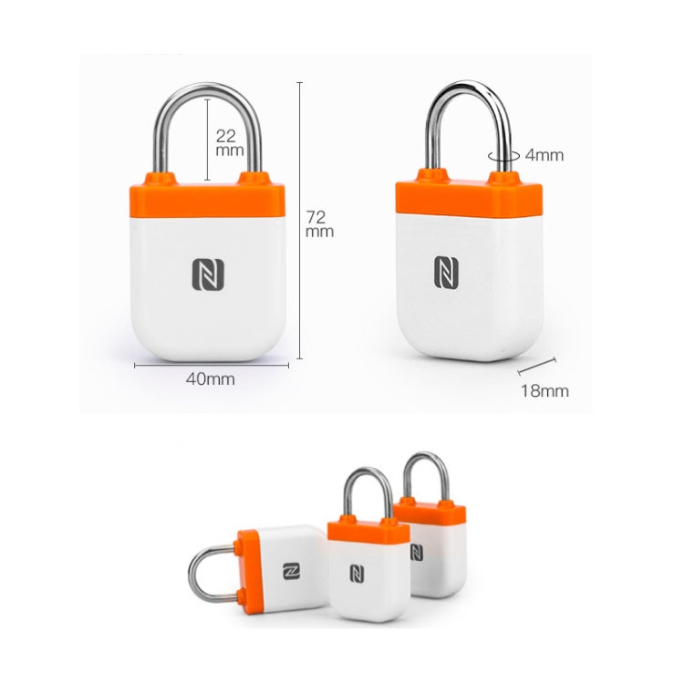 APP Remote Authorization NFC Smart Padlock(Orange White)