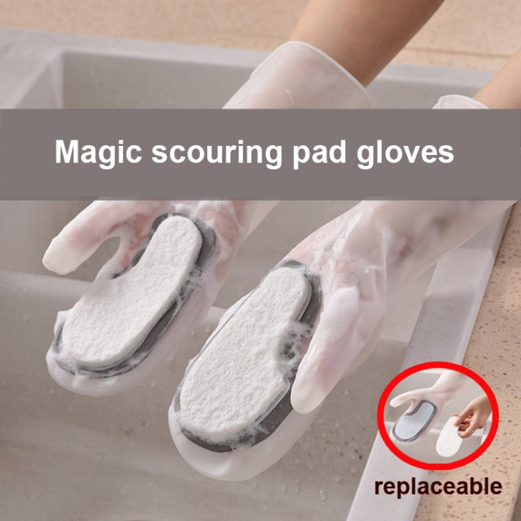 2 Pairs Multifunctional Dishwashing Gloves Scouring Pad Magic Rubber Housework Cleaning Gloves(Free Size)