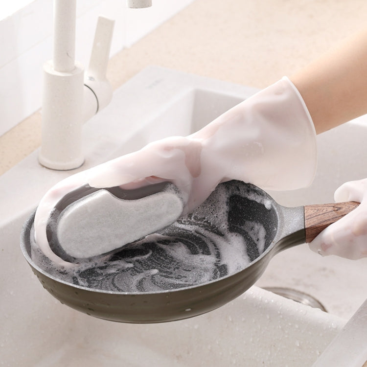 2 Pairs Multifunctional Dishwashing Gloves Scouring Pad Magic Rubber Housework Cleaning Gloves(Free Size)