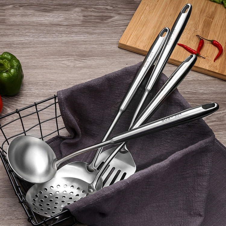 304 Stainless Steel Kitchen Equipment Thickened Hollow Handle Cooking Tool, Style: Slotted Spoon