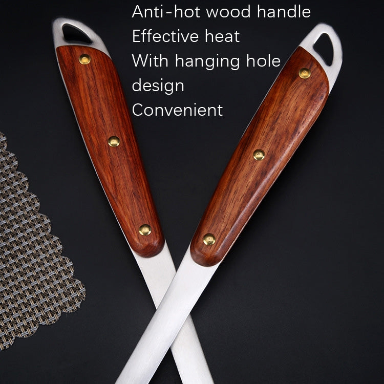 304 Stainless Steel Wooden Handle Kitchenware Home Kitchen Equipment, Style: Slotted Spoon