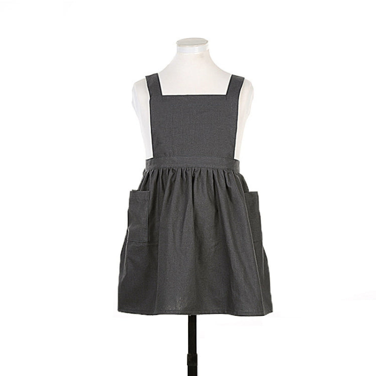 Cotton And Linen Parent-Child Painting Apron Baking Coffee Work Clothes,Size: Childrens (Gray)