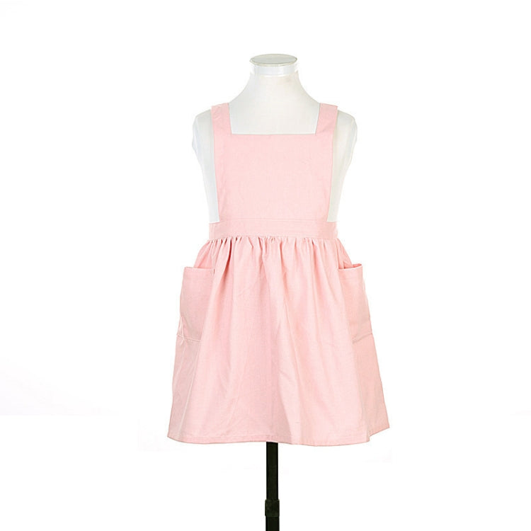 Cotton And Linen Parent-Child Painting Apron Baking Coffee Work Clothes,Size: Childrens (Pink)