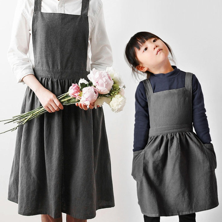 Cotton And Linen Parent-Child Painting Apron Baking Coffee Work Clothes,Size: Childrens (Pink)