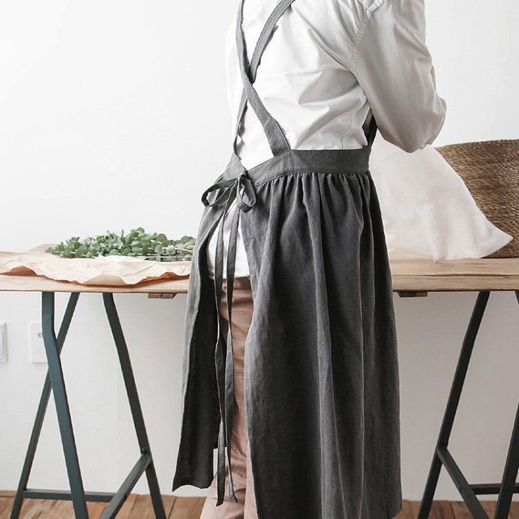Cotton And Linen Parent-Child Painting Apron Baking Coffee Work Clothes,Size: Adults (Gray)