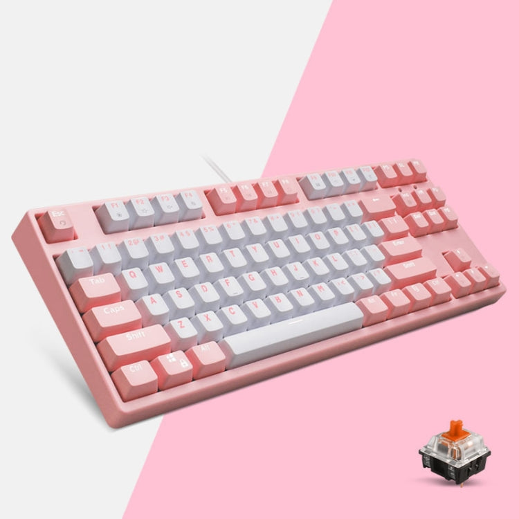 87/108 Keys Gaming Mechanical Keyboard, Colour: FY87 Pink Shell Tea Shaft