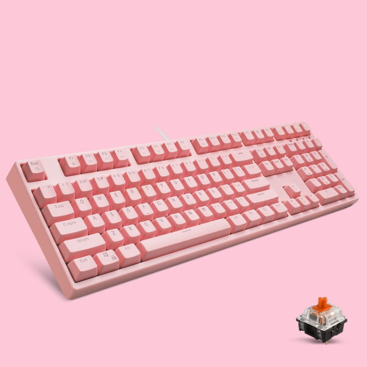 87/108 Keys Gaming Mechanical Keyboard, Colour: FY108 Pink Shell Pink Cap Tea Shaft