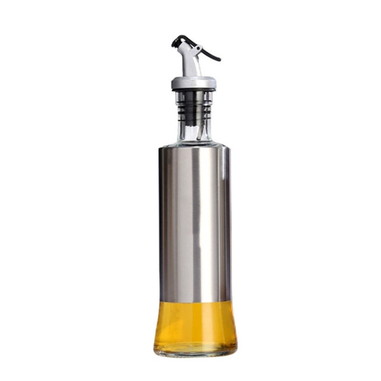 4 PCS Stainless Steel Glass Oil Bottle Kitchen Pressed Seasoning Bottle, Capacity: 200ml