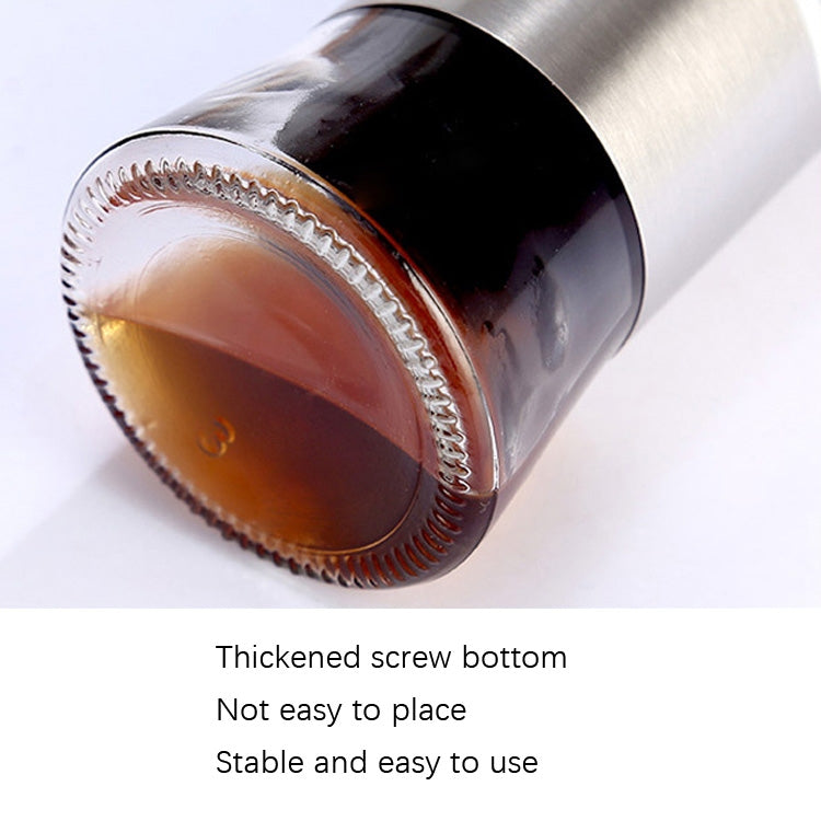 4 PCS Stainless Steel Glass Oil Bottle Kitchen Pressed Seasoning Bottle, Capacity: 200ml