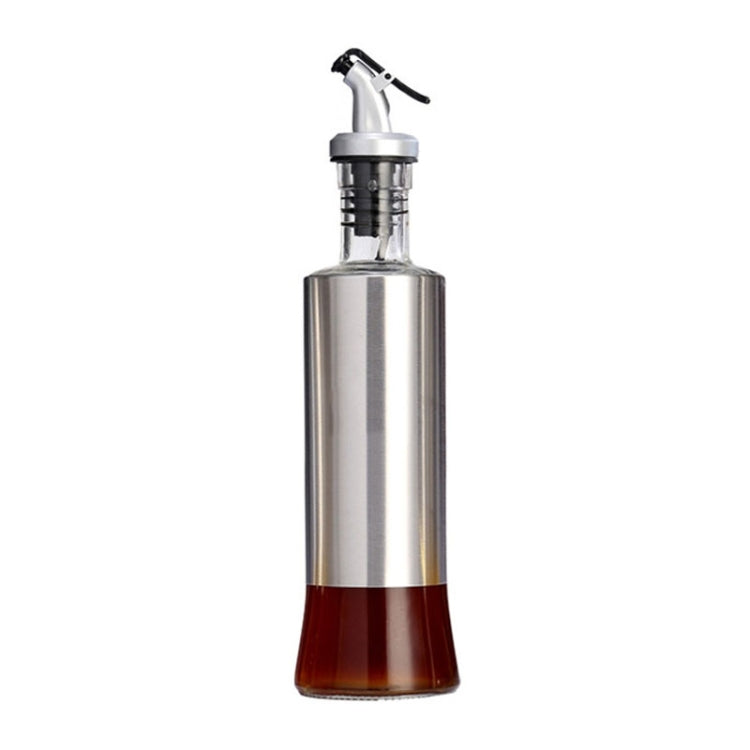 4 PCS Stainless Steel Glass Oil Bottle Kitchen Pressed Seasoning Bottle, Capacity: 300ml
