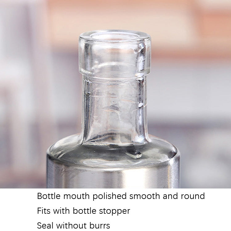 4 PCS Stainless Steel Glass Oil Bottle Kitchen Pressed Seasoning Bottle, Capacity: 300ml