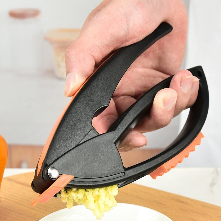 2 PCS Multifunctional Fruit Peeler and Garlic Press(Black Orange)