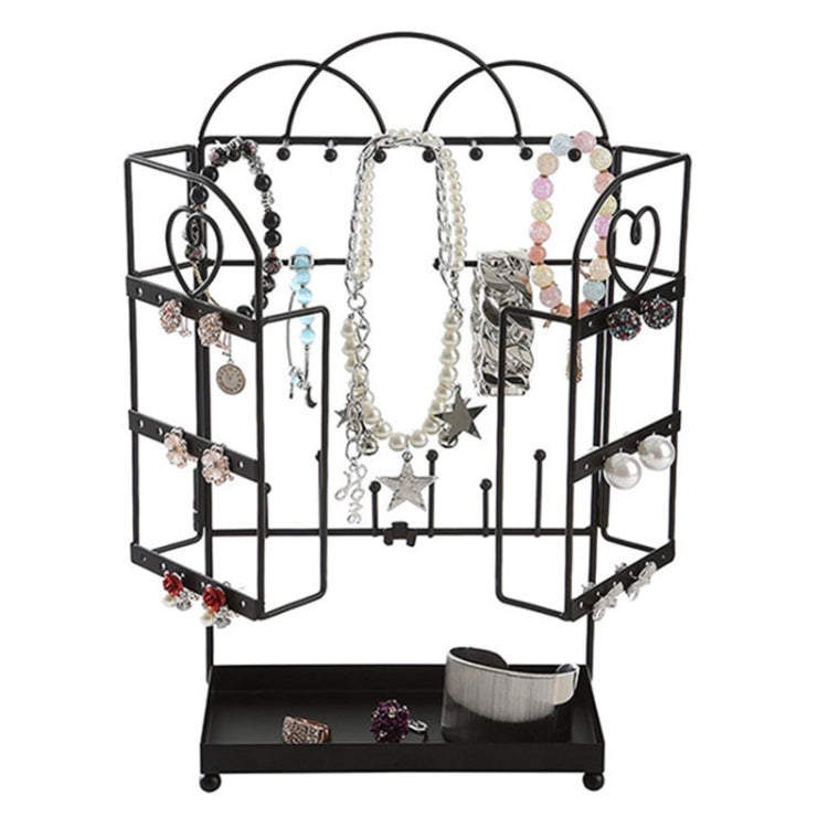 Metal Wrought Iron Jewelry Storage Display Stand(Black)