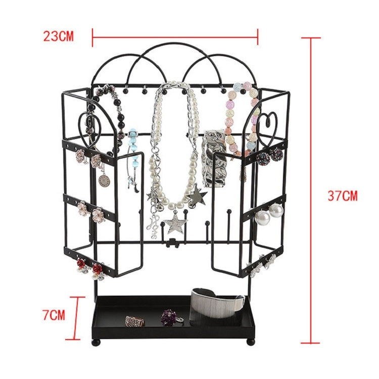 Metal Wrought Iron Jewelry Storage Display Stand(Black)