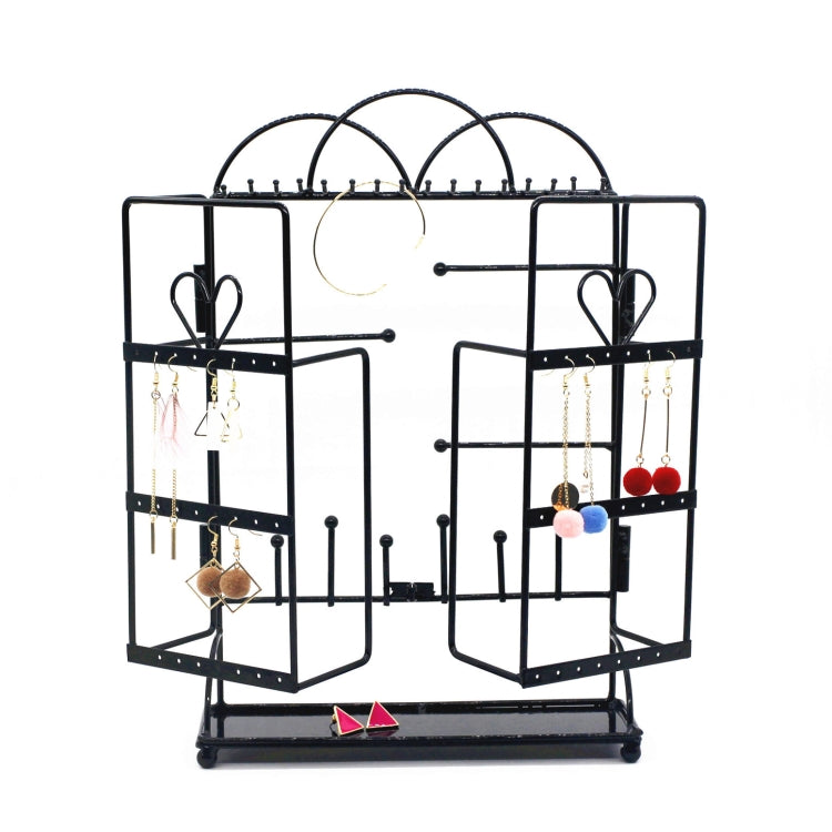 Metal Wrought Iron Jewelry Storage Display Stand(Black)