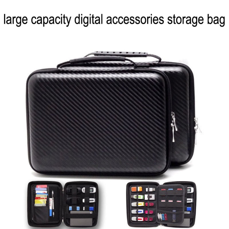 GH1319 EVA Large Capacity Electronic Digital Accessories Storage Bag(Carbon Fiber Black)