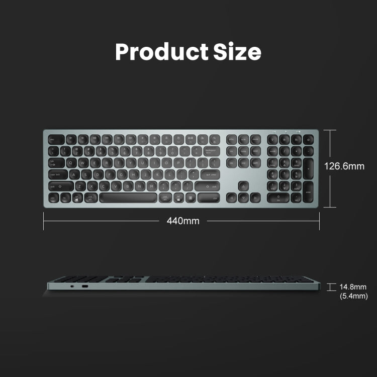 K9500 110 Keys 2.4G+Bluetooth Dual Mode Mute Office Wireless Keyboard