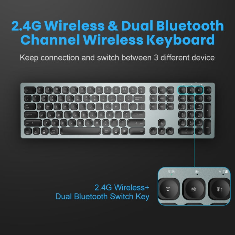 K9500 110 Keys 2.4G+Bluetooth Dual Mode Mute Office Wireless Keyboard