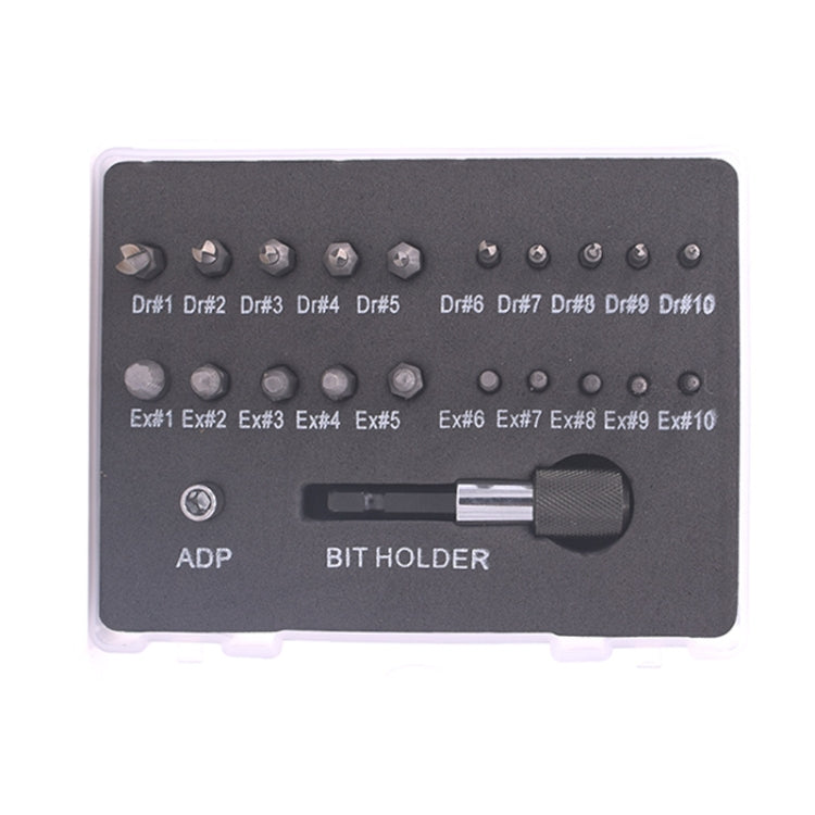 22 PCS / Set Screw Takeout High-Speed Steel Anti-Tooth Refrigerant Removal Tool(White Box Rolling Pole)
