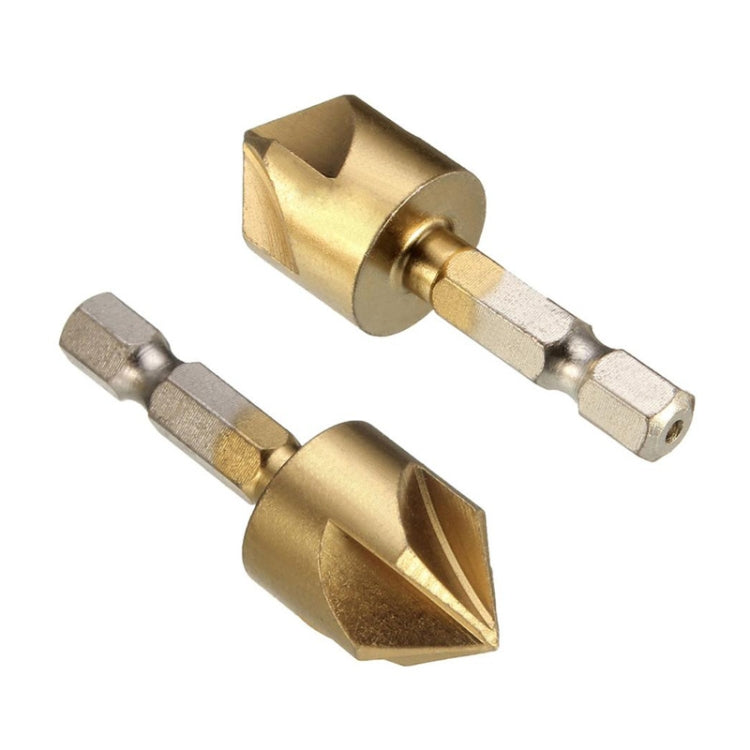 6 PCS / Set 6-19mm  Hexagonal Handle Titanium-Plated Five-Blade Chamer 90 Degree Chamfer Knife Drill