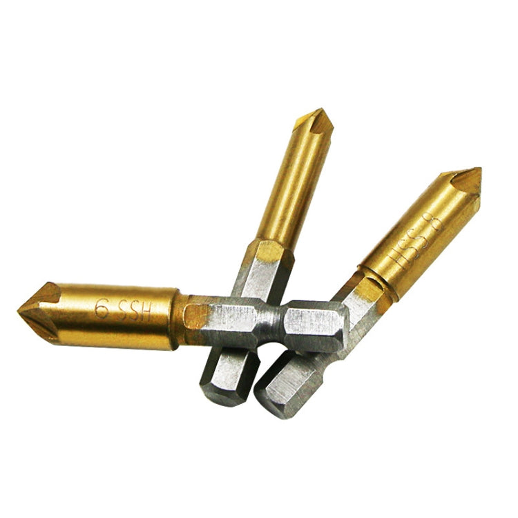 6 PCS / Set 6-19mm  Hexagonal Handle Titanium-Plated Five-Blade Chamer 90 Degree Chamfer Knife Drill