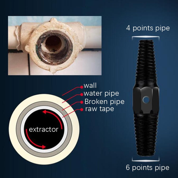 3 PCS 4/6 Points Screw Takeout Triangle Valve Water Pipe Broken Pipe Anti-Dirate Tool(With Booster Bar)