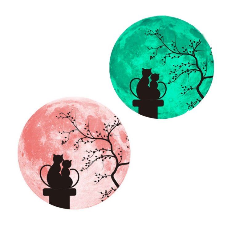 30cm Pink Couple Fluorescent Moon Wall Sticker