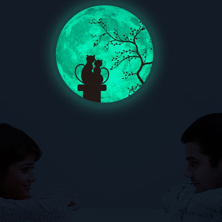 30cm Pink Couple Fluorescent Moon Wall Sticker