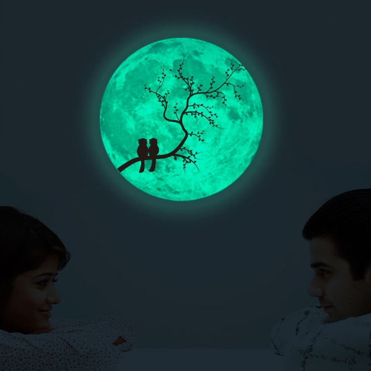 30cm Pink Couple Fluorescent Moon Wall Sticker