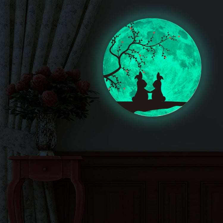 30cm Pink Couple Fluorescent Moon Wall Sticker