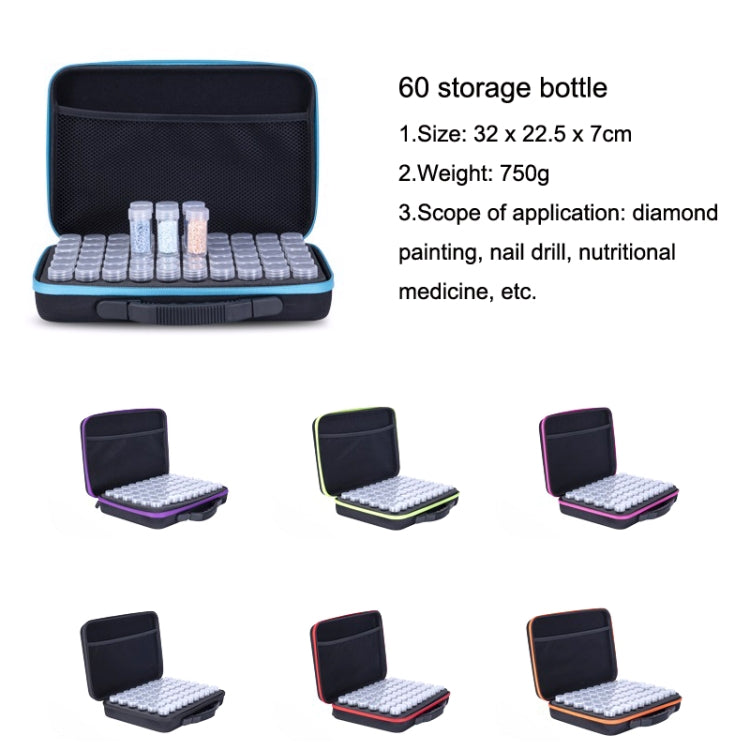 Diamond Painting Sub-Bottling Storage Bag Embroidery Nail Box, Style: 60 Grid Bottle (Orange)