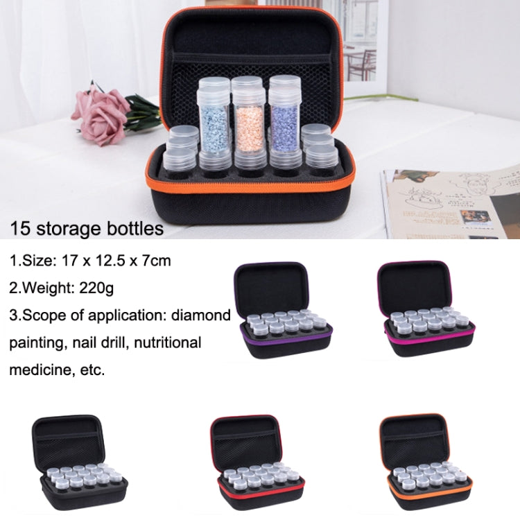 Diamond Painting Sub-Bottling Storage Bag Embroidery Nail Box, Style: 15 Grid Bottle (Rose Red)