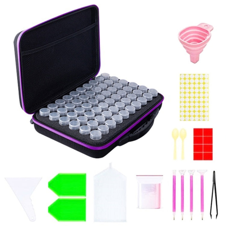 Multifunctional Portable Diamond Painting Tool Set Storage Bag, Style: 60 Grid (Purple)