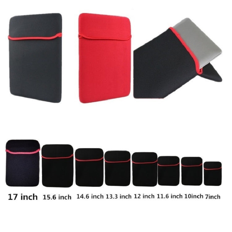 2 PCS Diving Material Double-sided Usable Laptop Bag, Size: 8 Inch(Black Outside and Red Inside)