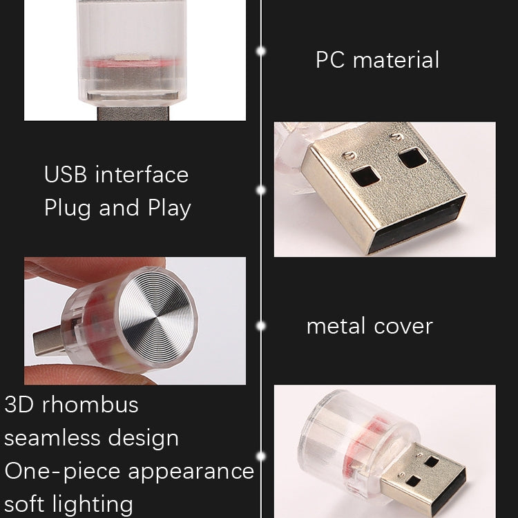 10 PCS Car Decorative USB Universal LED Atmosphere Lamp, Colour: White